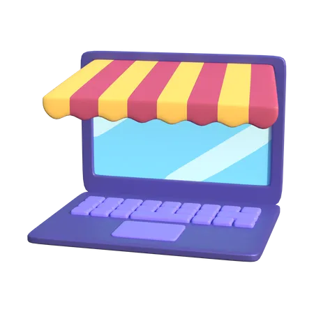 Online Shopping By Laptop  3D Illustration