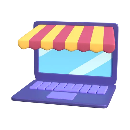 Online Shopping By Laptop 3D Illustration