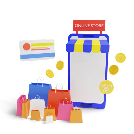 Shopping Card Payment  3D Illustration