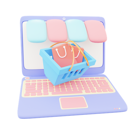 Online Shopping Cart  3D Icon