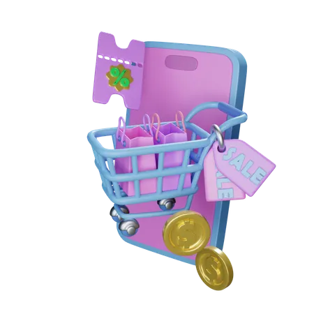 Online Shopping Cart  3D Icon