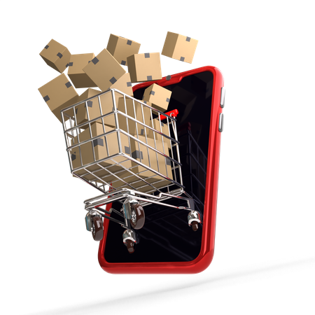 Online Shopping Cart  3D Illustration