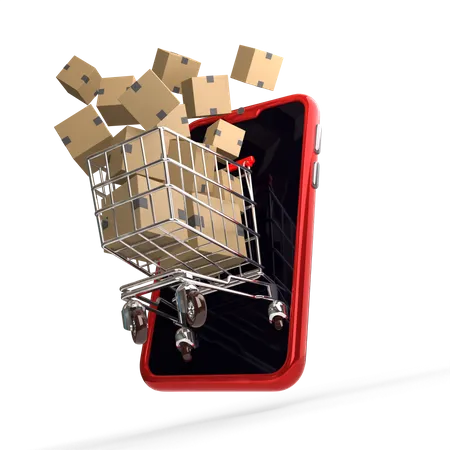 Online Shopping Cart  3D Illustration