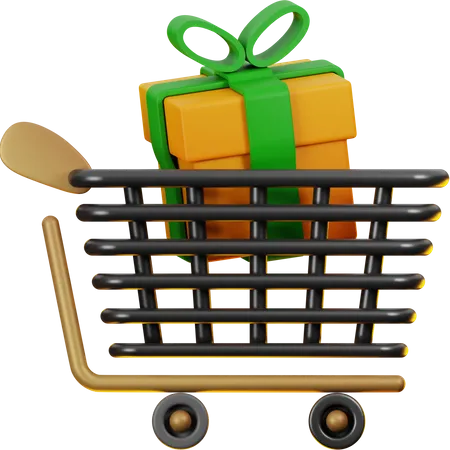 Online Shopping Cart Gift  3D Icon