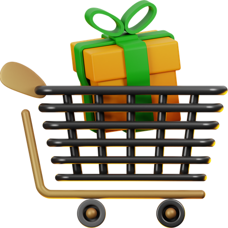 Online Shopping Cart Gift 3D Icon