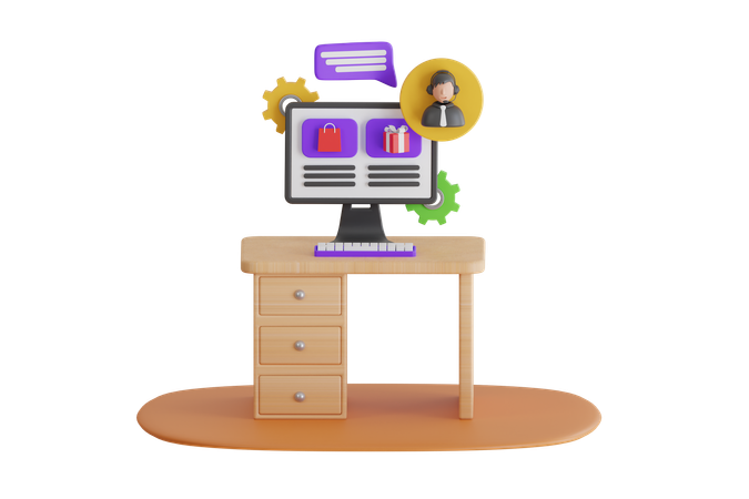 Online Shopping Customer Support  3D Icon