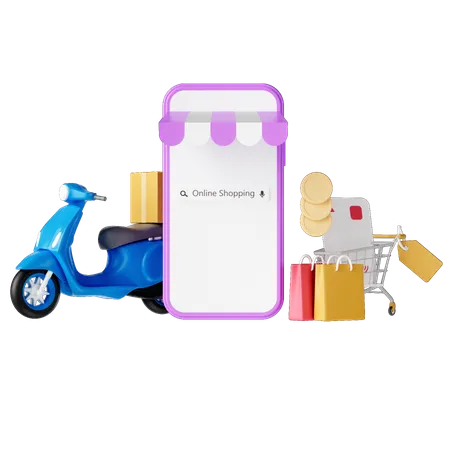 Online Shopping Delivery  3D Illustration