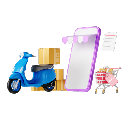 Online Shopping Delivery  3D Illustration