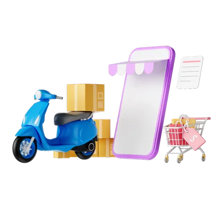 Online Shopping Delivery  3D Illustration