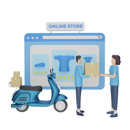 Online shopping delivery 3D Illustration