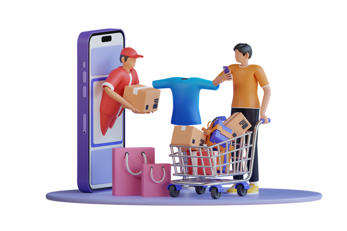 Online shopping delivery  3D Illustration
