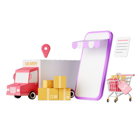 Online Shopping Delivery  3D Illustration