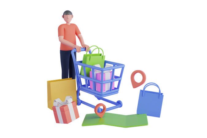 Online shopping delivery location  3D Illustration