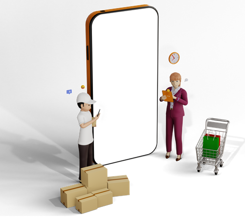Online shopping delivery service 3D Illustration