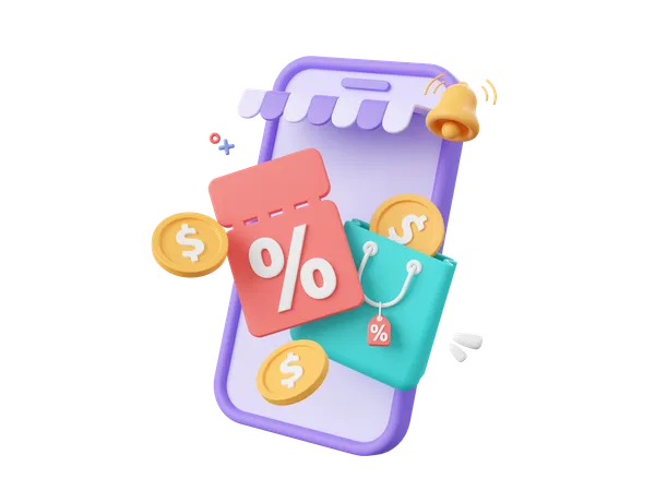 Online Shopping Discount  3D Icon