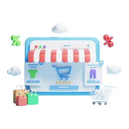 Online Shopping discount  3D Icon