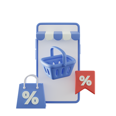 Online Shopping Discount  3D Icon