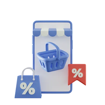 Online Shopping Discount  3D Icon