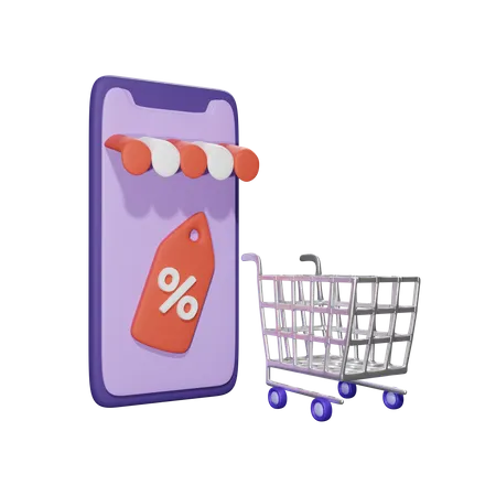 Online Shopping Discount  3D Icon