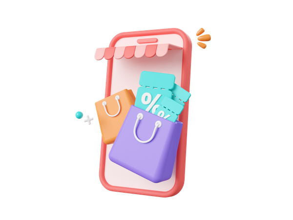 Online Shopping Discount  3D Icon