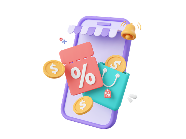 Online Shopping Discount  3D Icon
