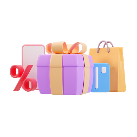 Online shopping discount  3D Illustration