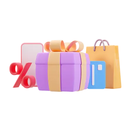 Online shopping discount  3D Illustration