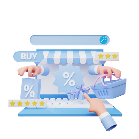 Online Shopping Discount  3D Illustration