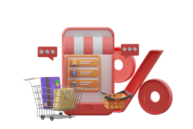 Online Shopping Discount  3D Illustration