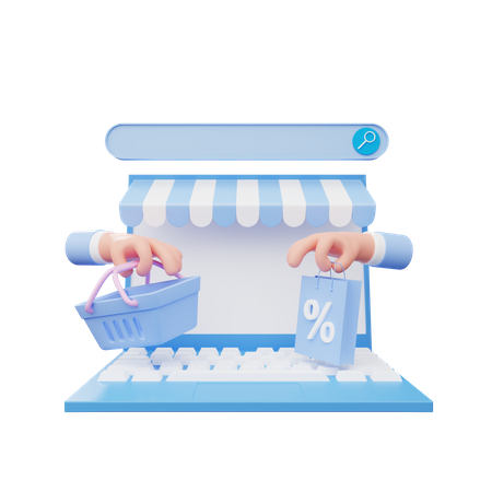 Online Shopping Discount  3D Illustration