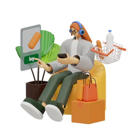 Online Shopping Experience  3D Illustration