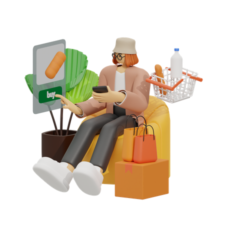 Online Shopping Experience  3D Illustration