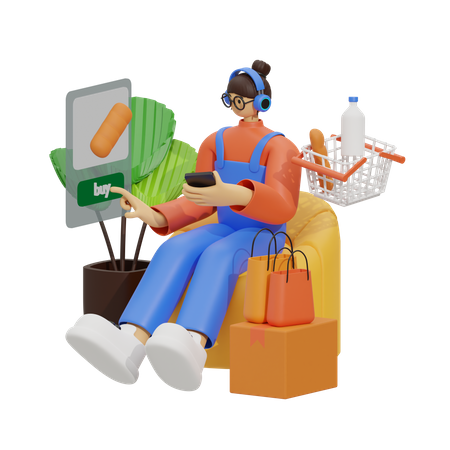 Online Shopping Experience  3D Illustration