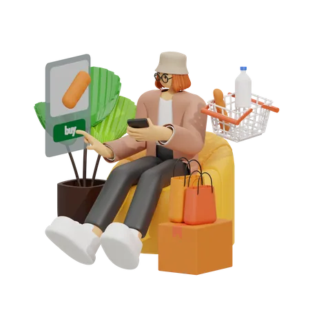 Online Shopping Experience  3D Illustration
