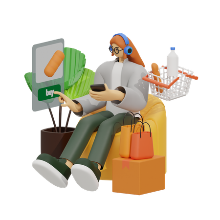 Online Shopping Experience  3D Illustration