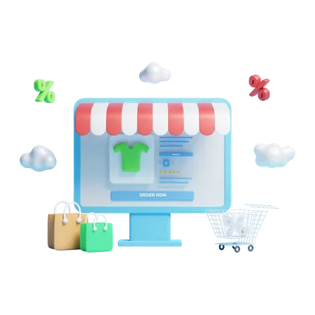 3 D Online Shop Icon Or 3 D Online Store House Icon Or 3 D Online Business Website Icon 3D Icon