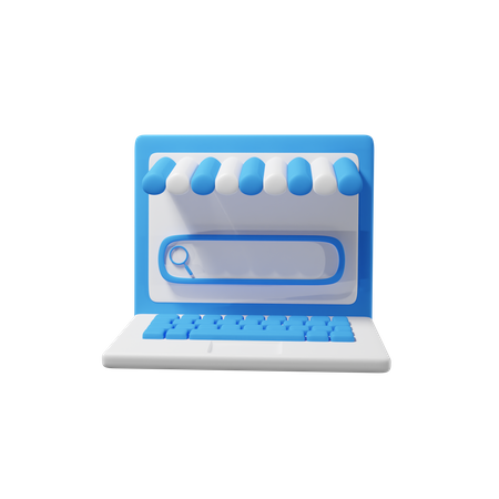 Online Shopping On Laptop  3D Icon