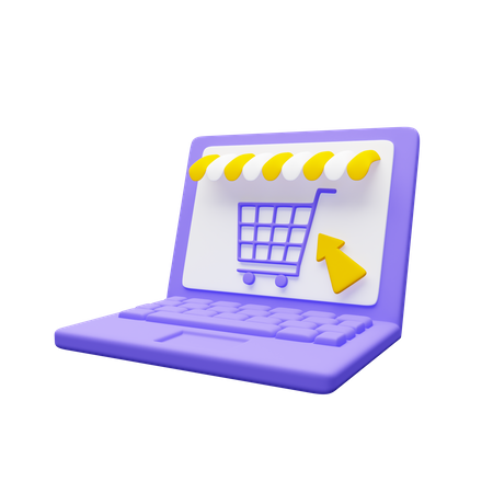 Online Shopping On Laptop  3D Icon