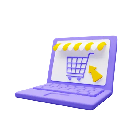 Online Shopping On Laptop  3D Icon