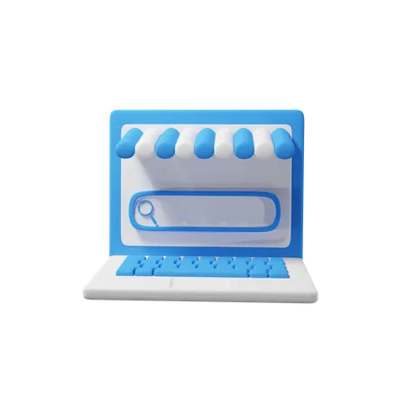 Online Shopping On Laptop  3D Icon