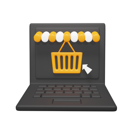 Online Shopping On Laptop  3D Icon