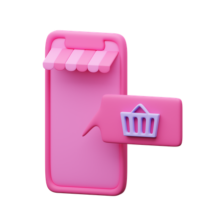 Online shopping on phone  3D Icon