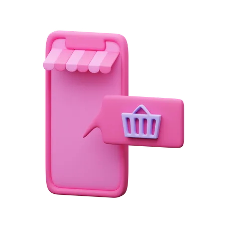 Online shopping on phone  3D Icon