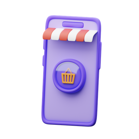 Online shopping on smartphone  3D Icon