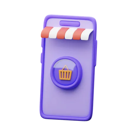 Online shopping on smartphone  3D Icon