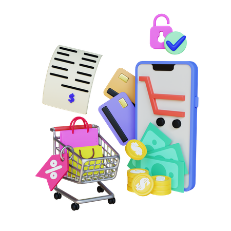 Online Shopping Payment  3D Icon