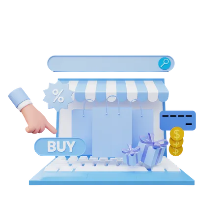Online Shopping Payment  3D Illustration