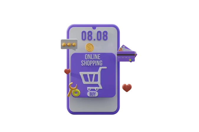 Online Shopping Payment 3D Illustration