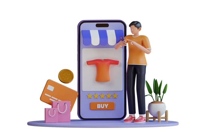 Online shopping payment  3D Illustration