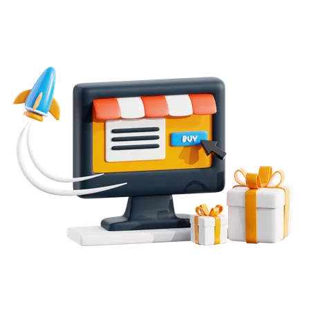 Online Shopping Payment  3D Icon